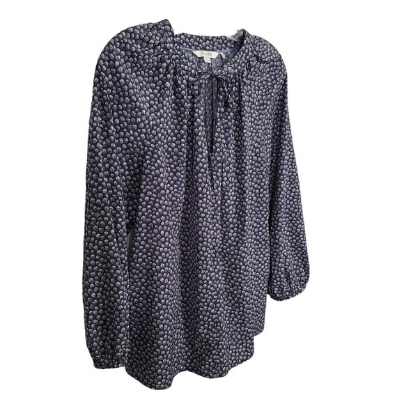 Boden Tops - Boden Size 12 12R Blouse Peasant Boho Puff Sleeve Ribbon Tie Keyhole Blouson